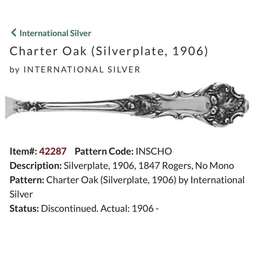 1847 Rogers Bros Charter Oak Silverplate Teaspoons Set of 3 Monogrammed 1906